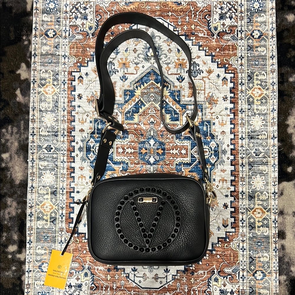 NWT Valentino By Mario Valentino Mia Rock Black Crossbody Bag